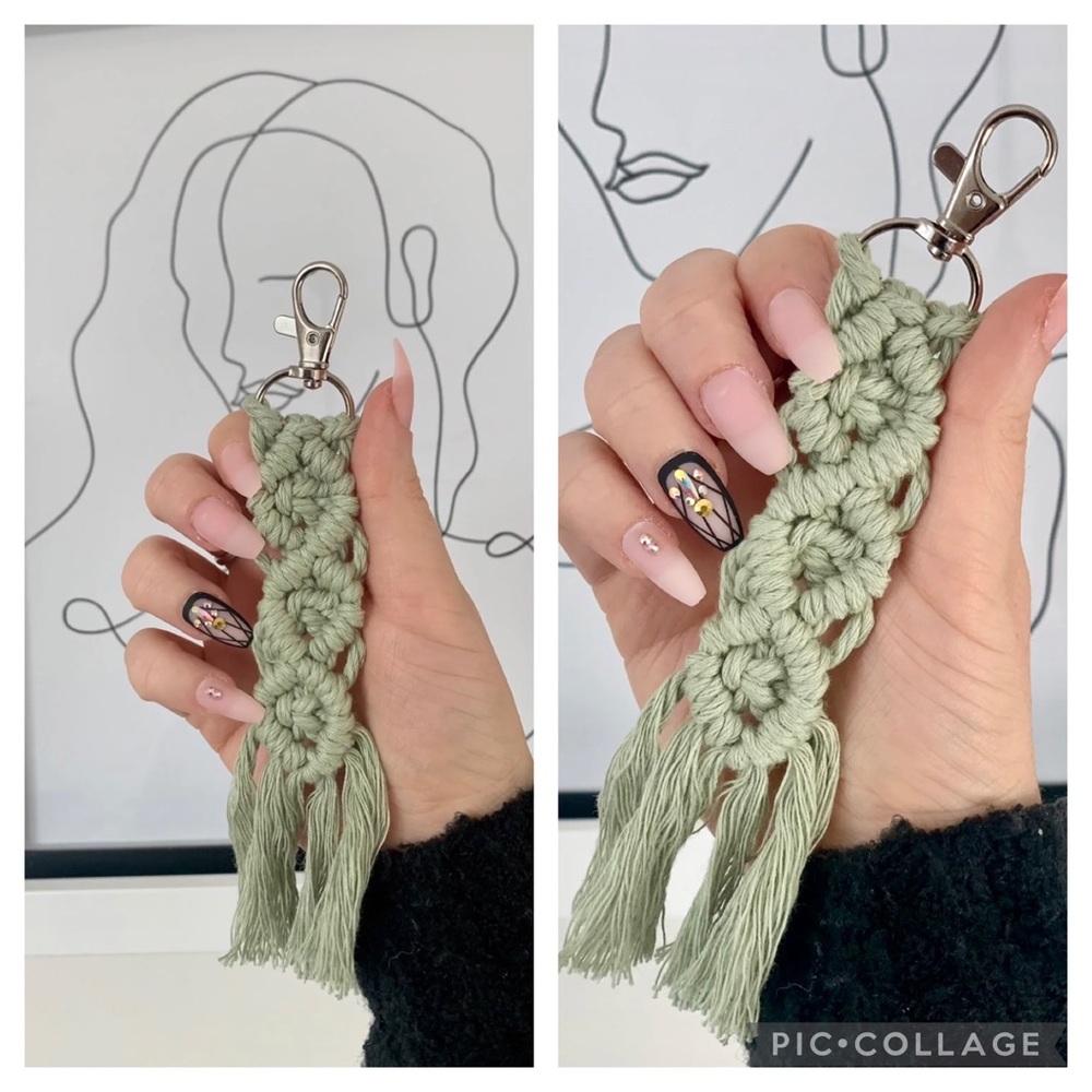 Boho Macrame Keychain - Picture 7 of 8